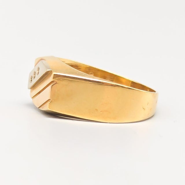 Ring, Gold, Hoop Ring, 18K, 6.69g, Size: 20.75mm, Good condition. 3 single cut diamonds totaling approx. 0.003 CT. This...