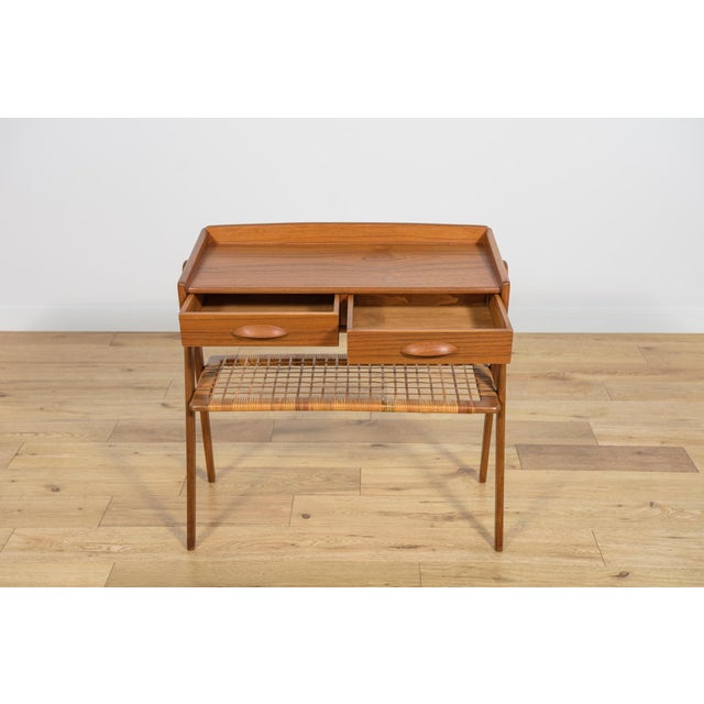 Mid-Century Teak and Rattan Console Table from Søren Rasmussen, Denmark, 1960s For Sale - Image 10 of 17