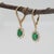 2020s Zambian Emerald Earrings With Natural Diamonds Accents: Solid 14k Gold, 6x4mm, A Pair For Sale - Image 5 of 7