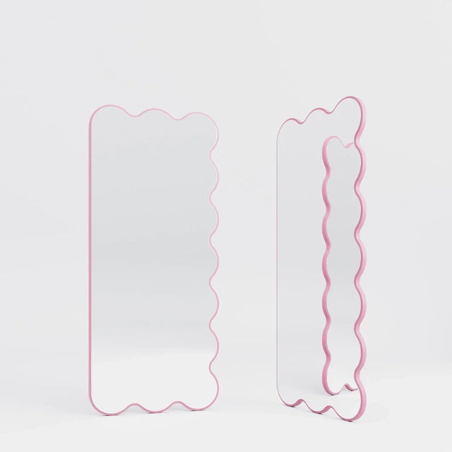 Hvyli Q11 - Full Length Asymmetrical Wavy Blue Mirror by Oitoproducts For Sale - Image 13 of 15