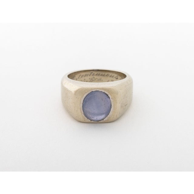 Modern 14k White Gold Star Sapphire Ring For Sale - Image 3 of 7