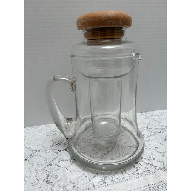1970s Vintage Glass Pitcher With Internal Ice Chamber For Sale - Image 5 of 6