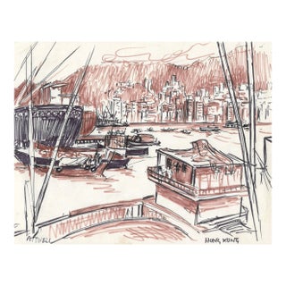 Ivy Attwell Hong Kong From the Harbour Watercolor For Sale