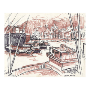 Ivy Attwell Hong Kong From the Harbour Watercolor