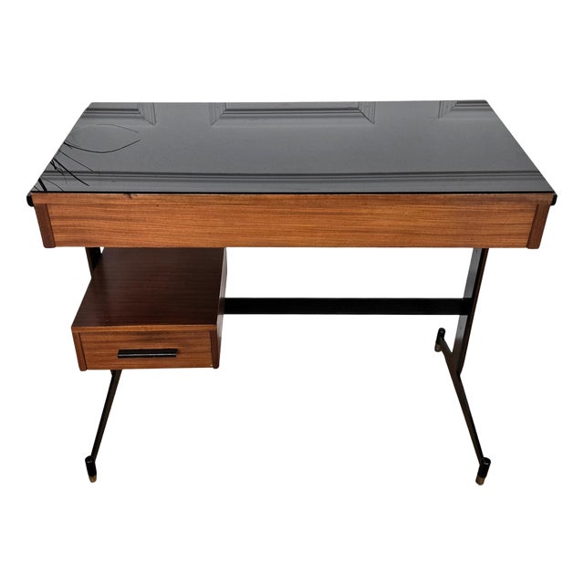 Vintage Art Deco Italian Metal and Glass Desk, 1940s For Sale
