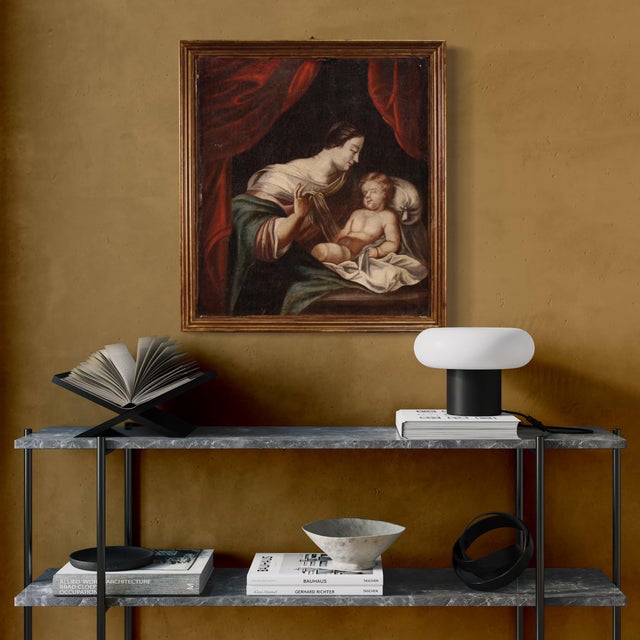 Madonna and Child, 1740, Small Oil on Canvas, Framed For Sale - Image 4 of 16