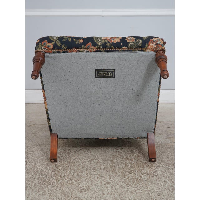 Stickley Tufted Leopold Chair & Ottoman Stool For Sale - Image 11 of 18