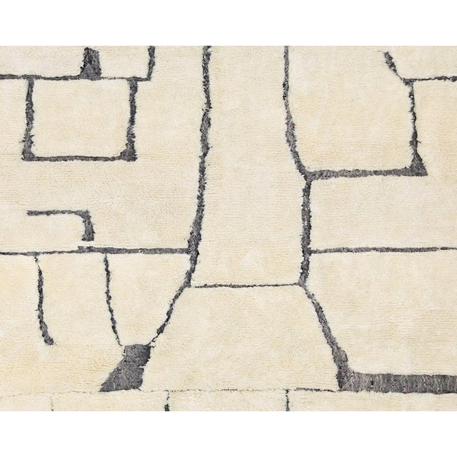 2020s Abstract Puzzle Line Hand-Knotted Wool Rug | 7'3" X 6'8" | One of a Kind For Sale - Image 5 of 7
