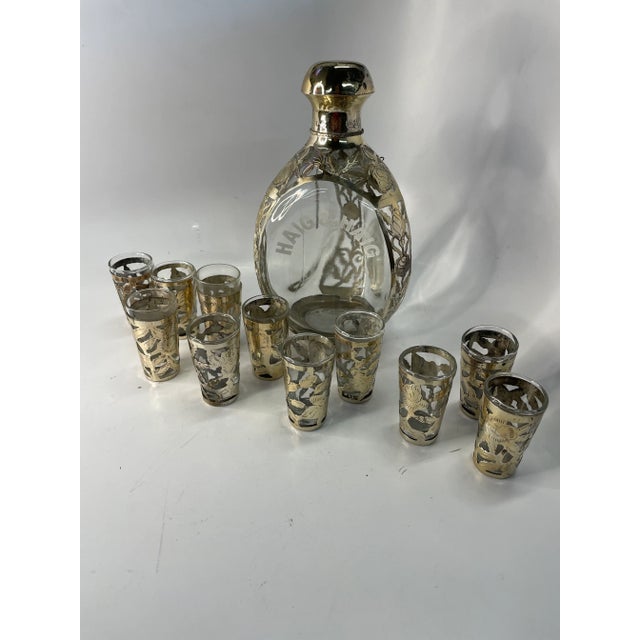 1970s Haig & Haig Whiskey Decanter Shot Glasses Sterling Set- 12 Pieces For Sale - Image 4 of 9