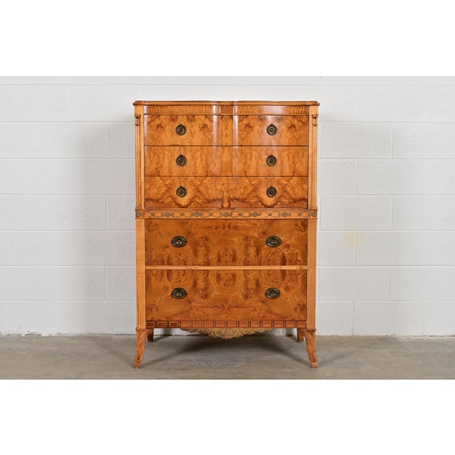 Romweber French Regency Louis XVI Burl Wood Highboy Dresser, Circa 1920s For Sale - Image 15 of 15