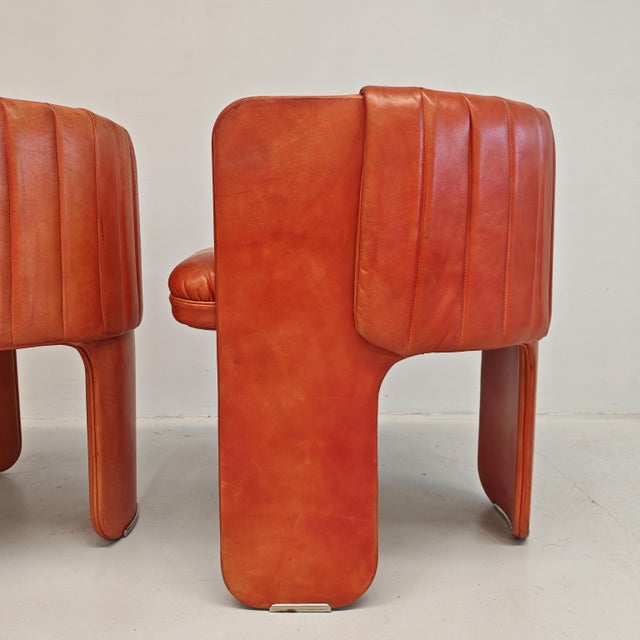 Leather Dinette Tub Chairs by Luigi Massoni for Poltrona Frau, 1970s, Set of 2 For Sale - Image 11 of 18