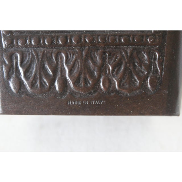 Brown Vintage Italian Embossed Faux Leather Wastebasket For Sale - Image 8 of 12