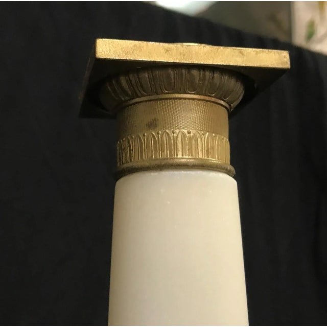 Traditional Vintage Italian Marble and Brass Column Candlesticks- a Pair For Sale - Image 3 of 11
