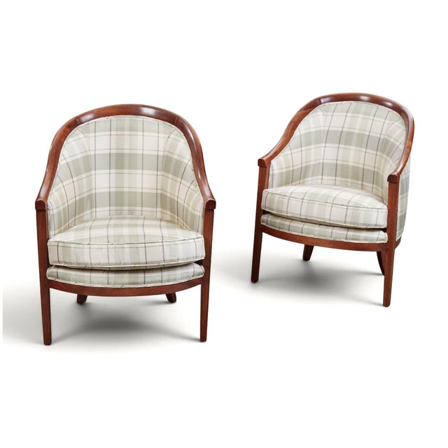 Neoclassical Pair Italian Neoclassical Tub or Barrel Back Bergeres, C. 1800 For Sale - Image 3 of 10