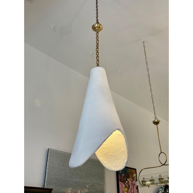 Metal Organic Oversized Cone Pendant in French Plaster For Sale - Image 7 of 17