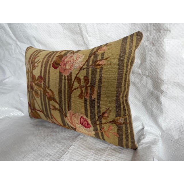 French Antique French Aubusson Floral Metallic Thread Pillow, Circa 1850 For Sale - Image 3 of 7