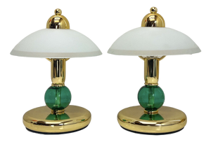 Mushroom Brass and Acrylic Table Lamps by Kolarz Austria, 1980s, Set of 2