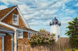 "Maine Lighthouse" Original Watercolor Painting