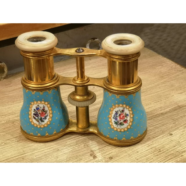 Clear Blue French Opera glasses Celestial blue Gold Opera binoculars Antique Theater binoculars Lorgnette Paris theater...