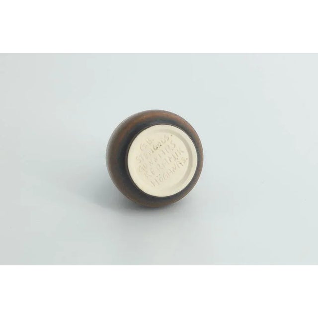 Small Mid-Century Scandinavian Modern Collectible Brown & Purple Stoneware Vases by Gunnar Borg for Gunnars Keramik Höganäs, 1960s, Set of 4 For Sale - Image 9 of 11