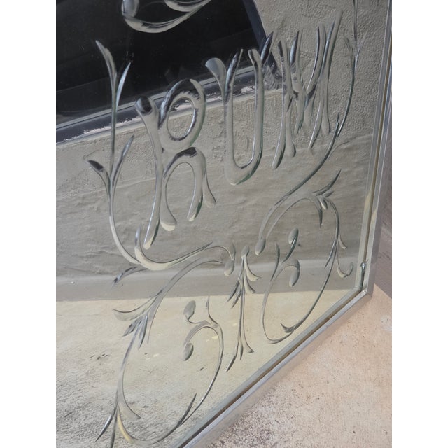 Antique Reverse Cut Bar Back "Rum" Mirror in Modern Frame For Sale - Image 9 of 11