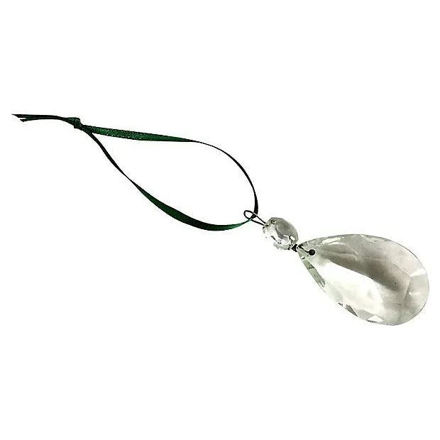 Hollywood Regency Tear Drop 7" Crystal Ornaments - Set of 5 For Sale - Image 3 of 4