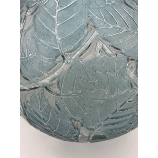 René Lalique Art Deco "Milan" Frosted Blue Patinated Glass Vase, 1929 For Sale In Dallas - Image 6 of 14