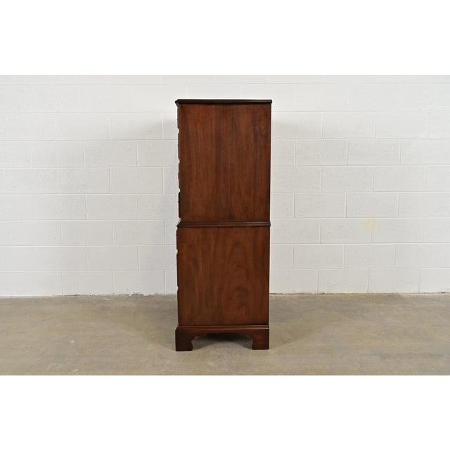Henkel Harris Georgian Solid Mahogany Eight-Drawer Highboy Dresser, 1960s For Sale - Image 10 of 12