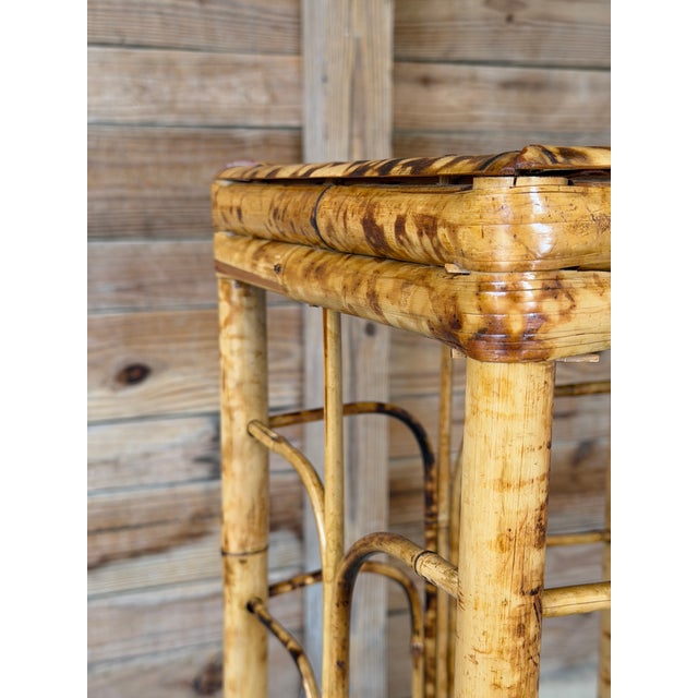 Brighton Pavilion Vintage Brighton Pavilion Style Scorched Bamboo Plant Stand or Side Table For Sale - Image 4 of 11