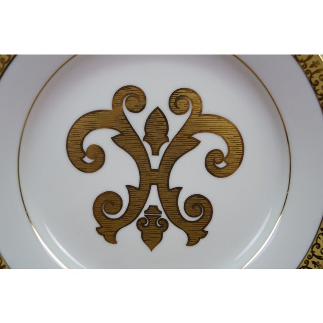 Vintage Royal Gallery Gold Porcelain Buffet Dinner Plates 1991 Macy's - Set of 12 For Sale - Image 6 of 11