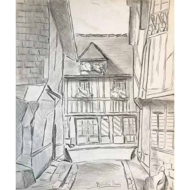 The Village is an original artwork realized by Micheline Frouin. Charcoal on paper. Hand-signed by the artist on the lower...