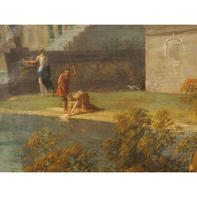 A Rare and Monumental 18th Century Italianate Landscape Oil on Canvas by Dutch Old Master W. Troost the Elder (1684-1752) For Sale - Image 4 of 18