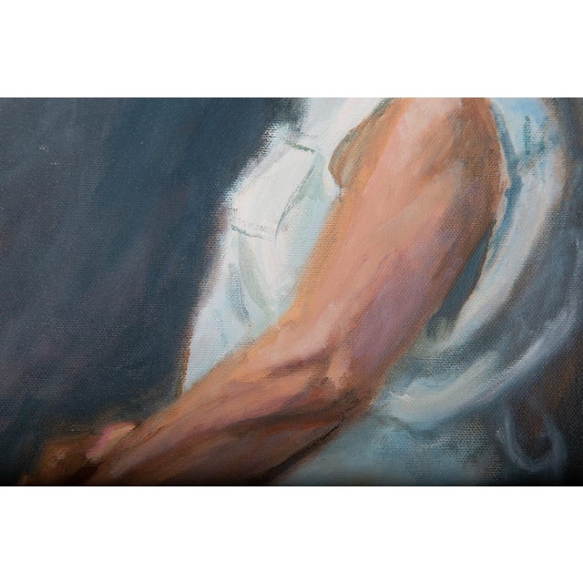 Original Portrait Oil Painting of a Woman, “Woman in Blue” For Sale - Image 4 of 7