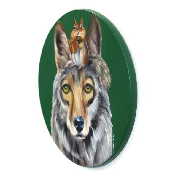 Contemporary The Coyote and the Chipmunk - Original Whimsical Animal Pop Art Oil Painting For Sale - Image 3 of 8