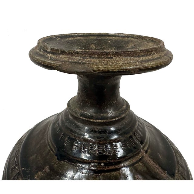 Ceramic Antique Khmer Angkor Period Stoneware Baluster Vase For Sale - Image 7 of 18