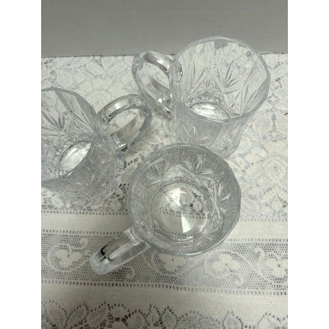 Shabby Chic Vintage Cut Glass Etched Mugs or Cups, Set of Four For Sale - Image 3 of 7