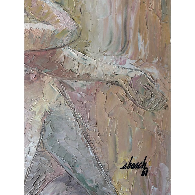 Mid-Century Modern Vintage 1961 Figurative Nude Impasto Painting in Earth Tones, Signed For Sale - Image 3 of 10