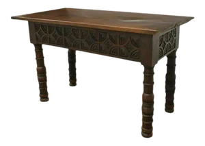Early 18th Century Spanish Colonial Baroque Period Table With Geometric Carvings