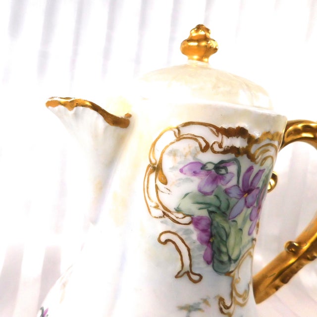 Contemporary Charles Ahrenfeldt 1897 Chocolate Pot With Violets For Sale - Image 3 of 13