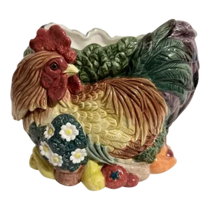 Vintage Fitz and Floyd Classics Coq Du Village Rooster Cachepot Planter