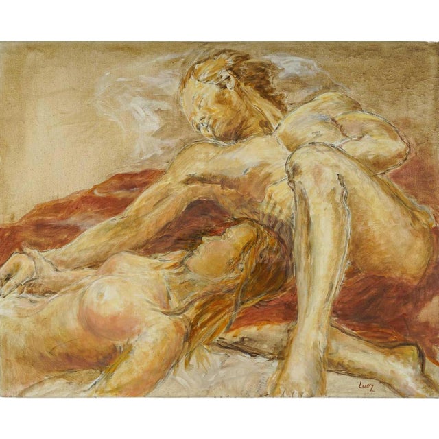 Tan Evelyne Luez, Figurative Composition, Oil on Canvas For Sale - Image 8 of 8