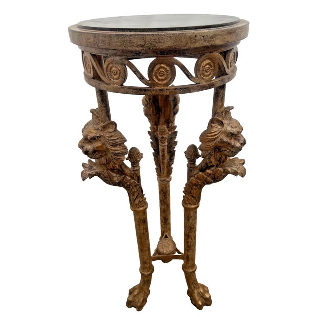Metal 1970s Neoclassical Revival Empire Style Plant Stand Pedestal Griffins Paw Feet Tripod For Sale - Image 7 of 11