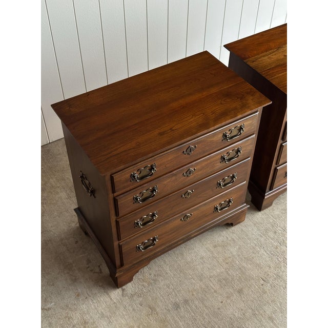 Late 20th Century Georgian Cherry Bachelor Chests, Pair For Sale - Image 11 of 17