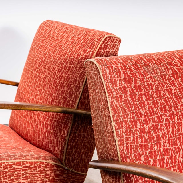 Armchair in Geometric Jacquard Fabric by Jindrich Halabala, 1950s For Sale - Image 11 of 12