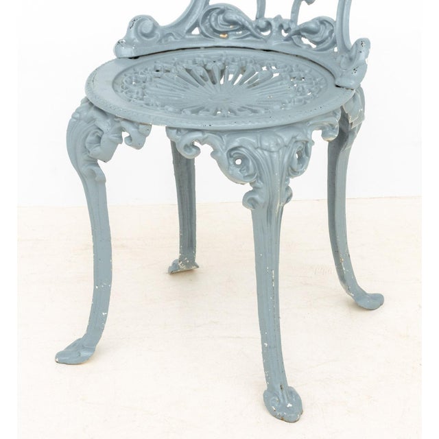 Early 20th Century Victorian Style Blue Painted Cast Iron Side Chair For Sale - Image 5 of 7