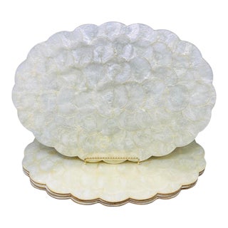 Mid Century Capiz Pearl Shell Scalloped Placemats a Set of 4 For Sale
