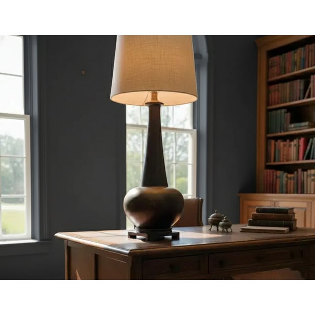 Vintage Studio Pottery Earthenware Brown Table Lighting For Sale - Image 4 of 5