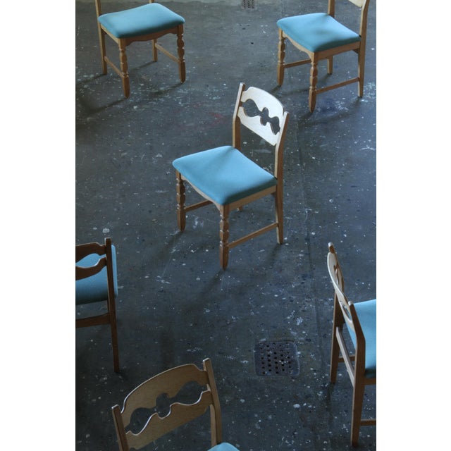 Brutalist Danish Oak Razorblade Dining Chairs by Henning Kjærnulf, 1960s, Set of 6 For Sale - Image 9 of 9