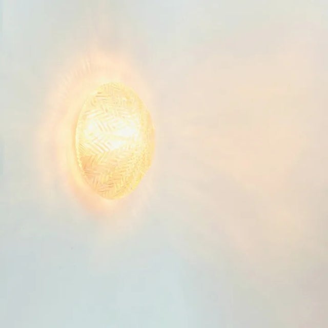 Glashütte Limburg Vintage Geometric Amber Glass Wall Light or Flush Mount From Limburg, Germany, 1970s For Sale - Image 4 of 10