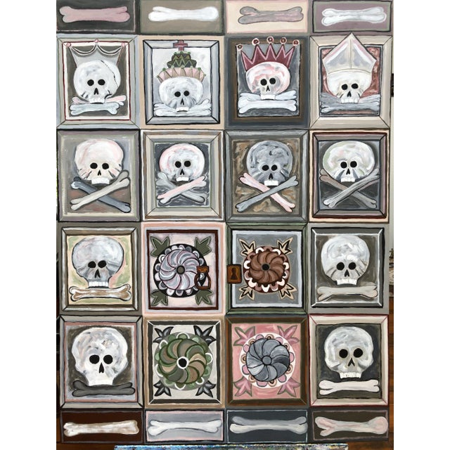Large Original Painting of Skull Motif Italian Door For Sale - Image 4 of 9